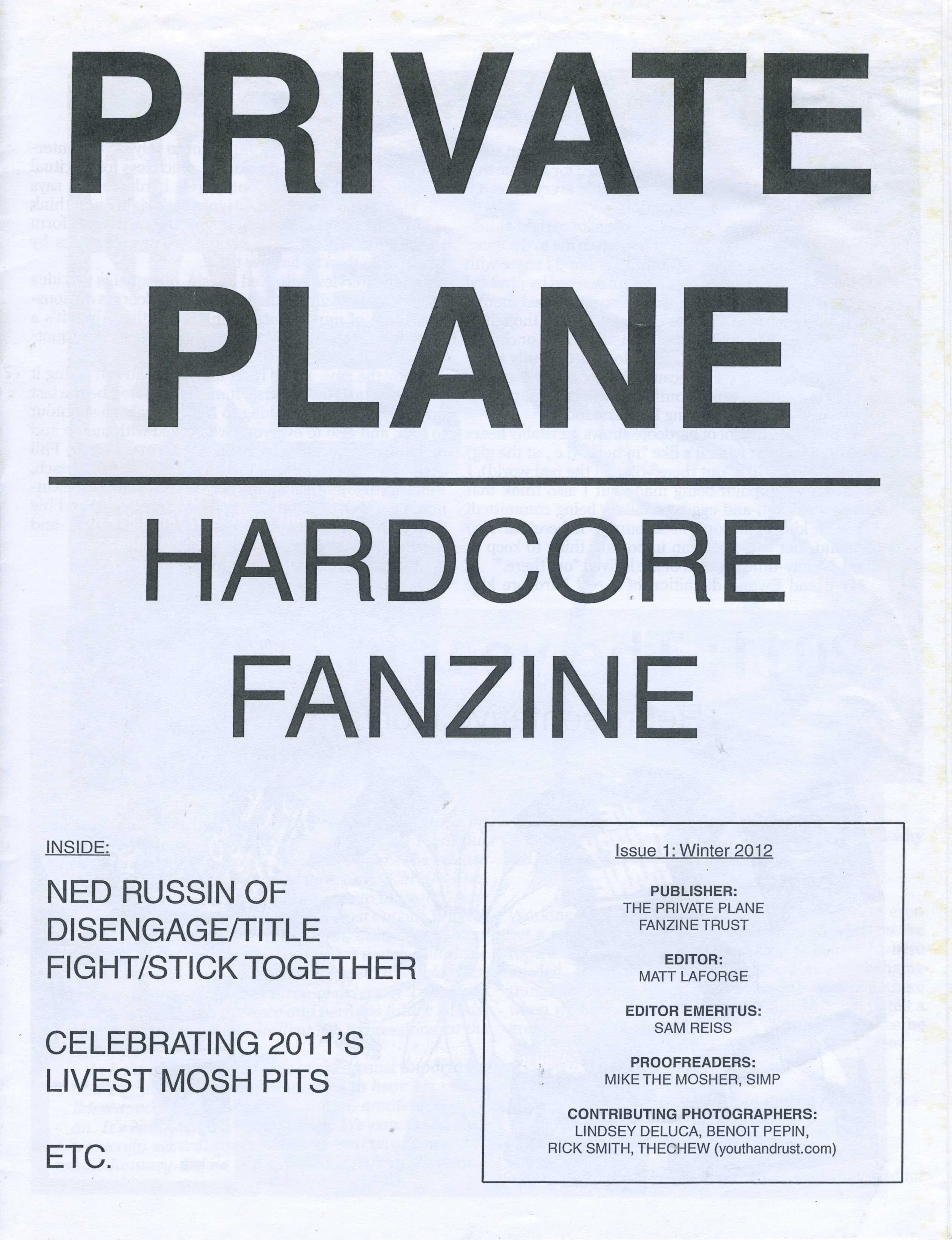 Private Plane Hardcore Fanzine Issue #1