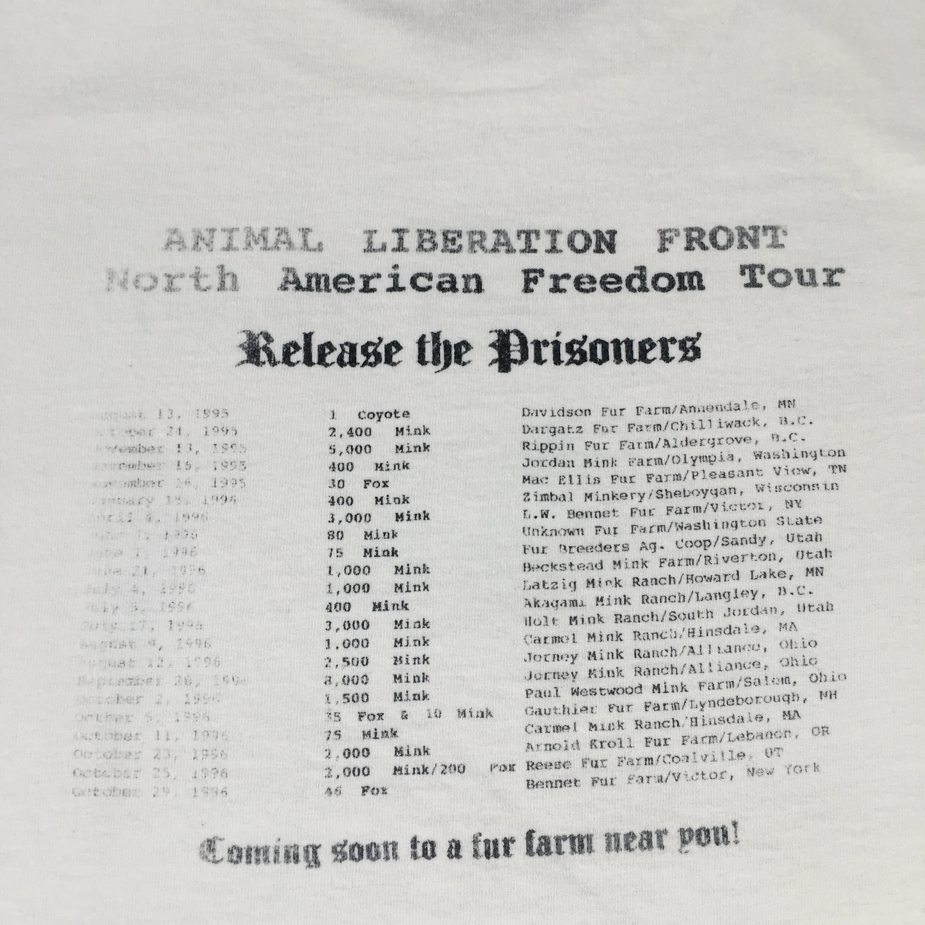 Vintage Animal Liberation Front "Open The Cages!" T-Shirt - Image 8