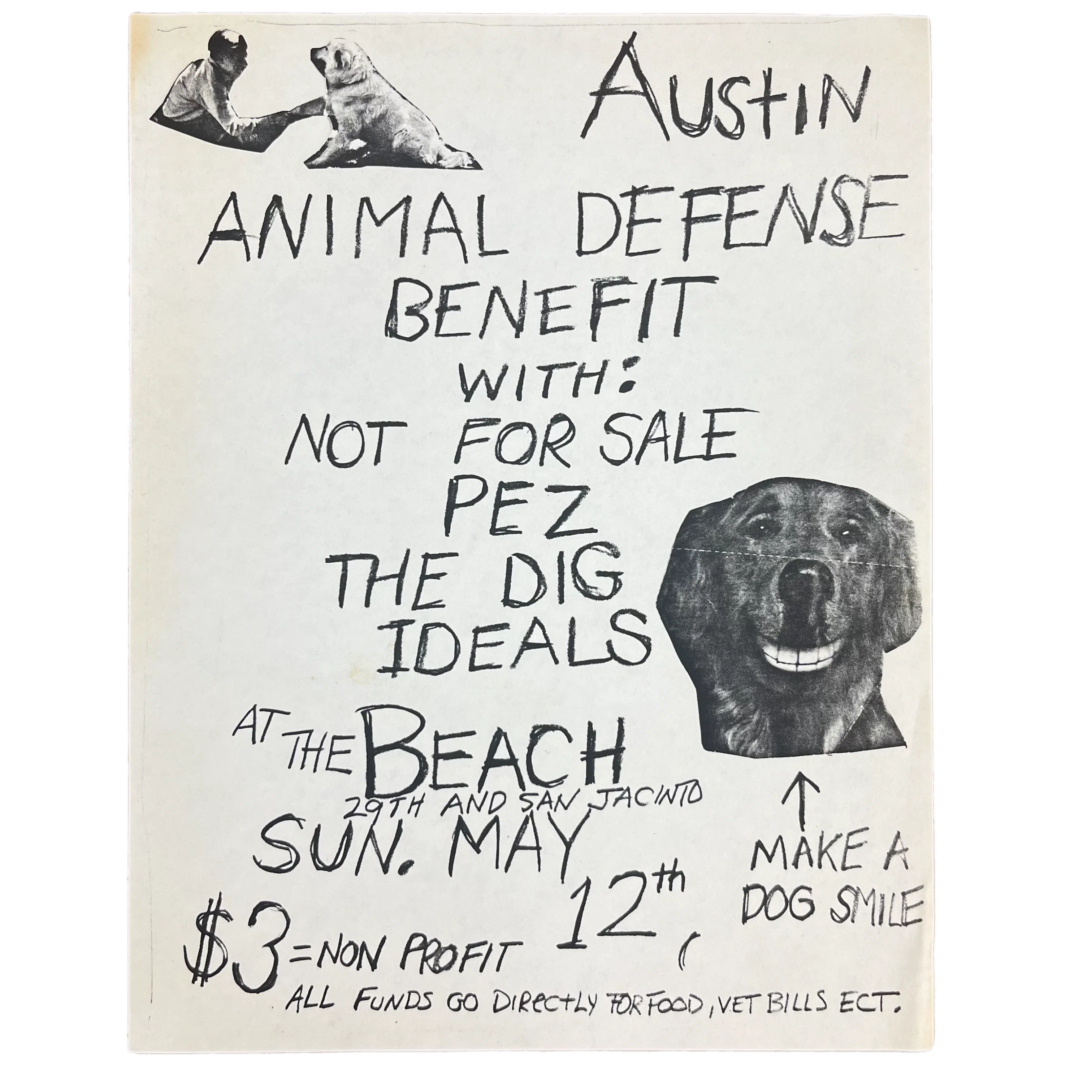 Vintage Austin Animal Defense Benefit "Not For Sale Pez" Flyer