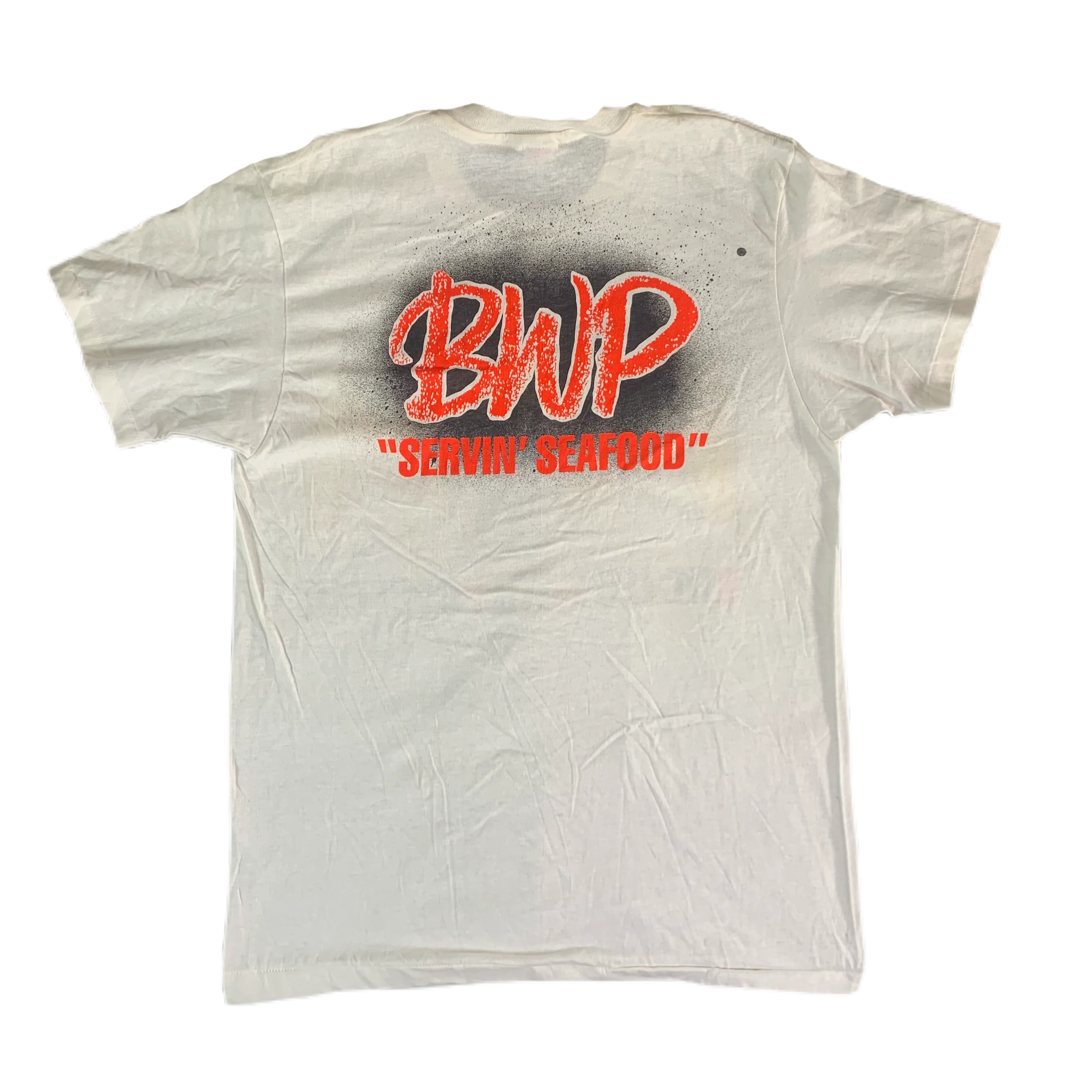 Vintage BWP "Servin' Seafood" No Face T-Shirt - Image 2