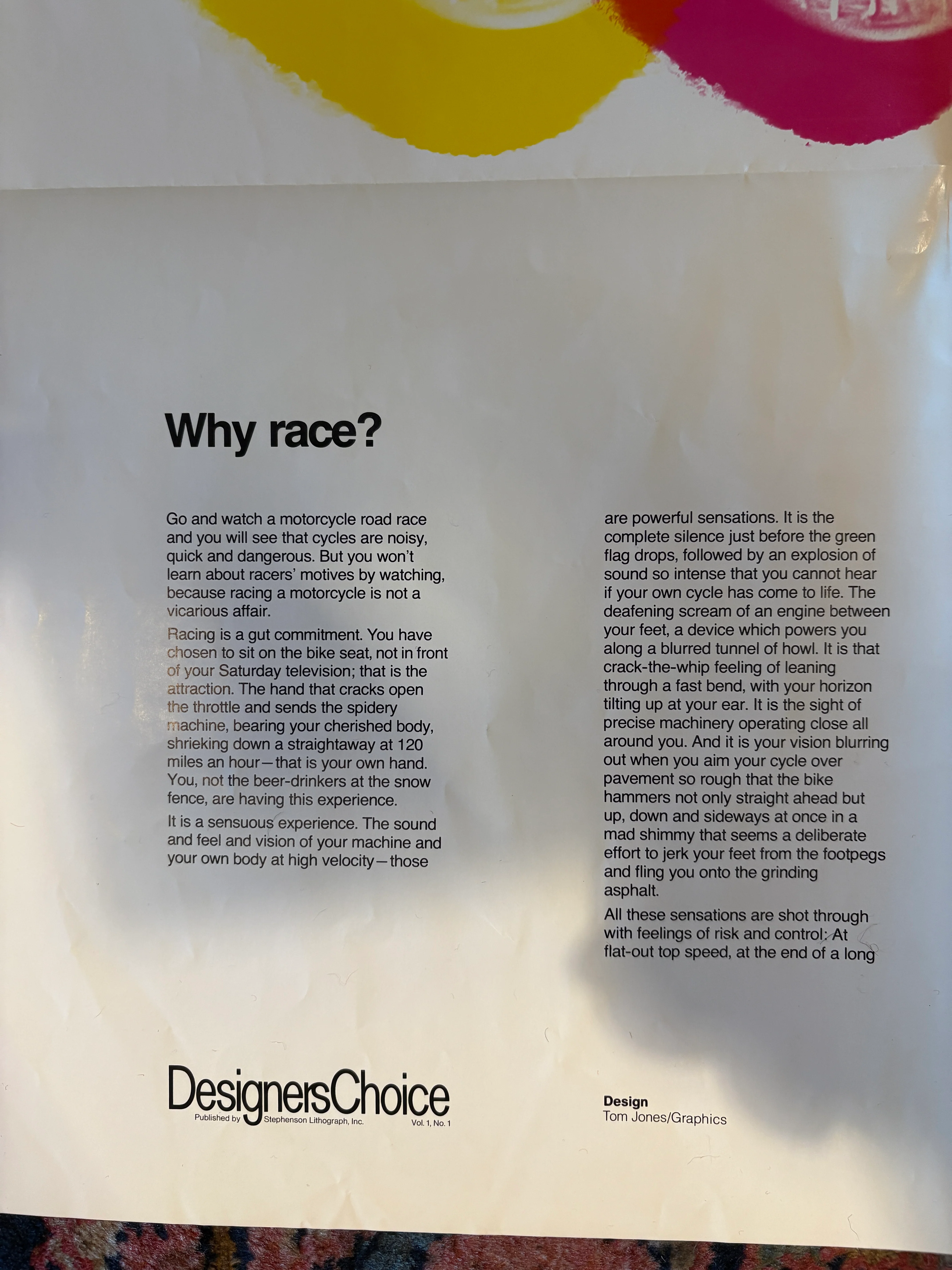 Vintage Designer's Choice "Why Race?" Foldout Poster - Image 3