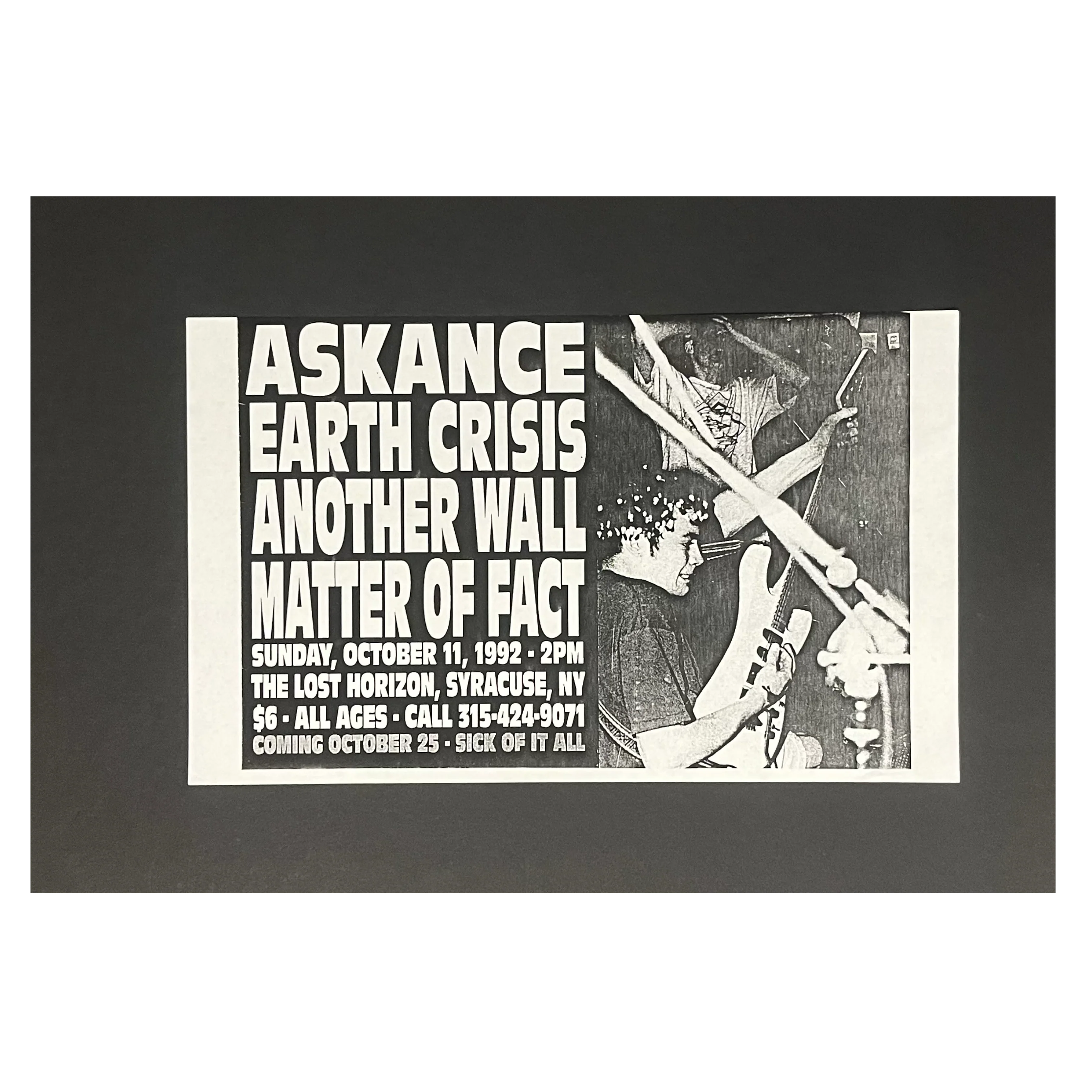 Vintage Askance Earth Crisis Another Wall Matter Of Fact "The Lost Horizon" Show Poster