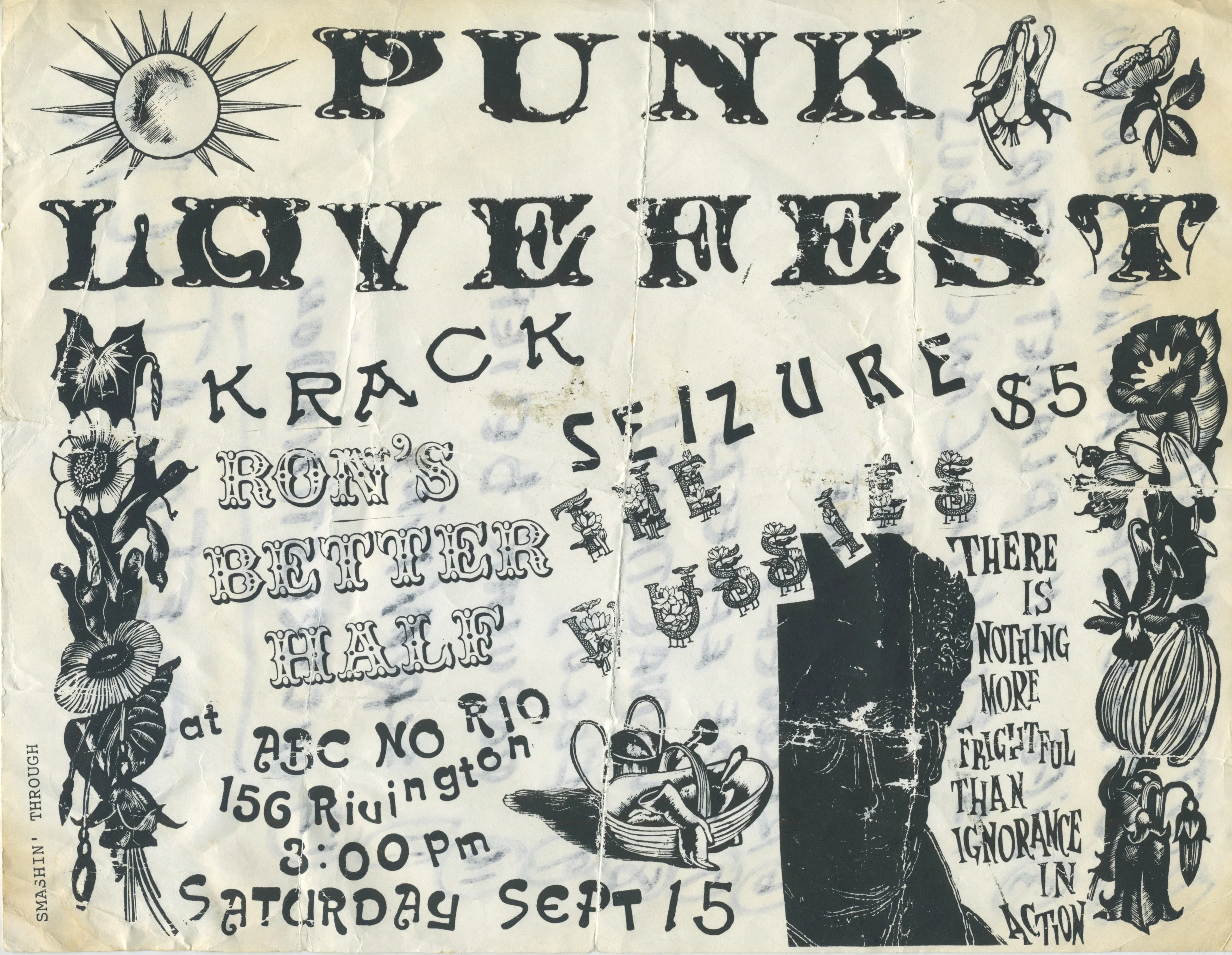 Vintage Punk Love Fest "ABC No Rio" + Defecation Setlist Flyer