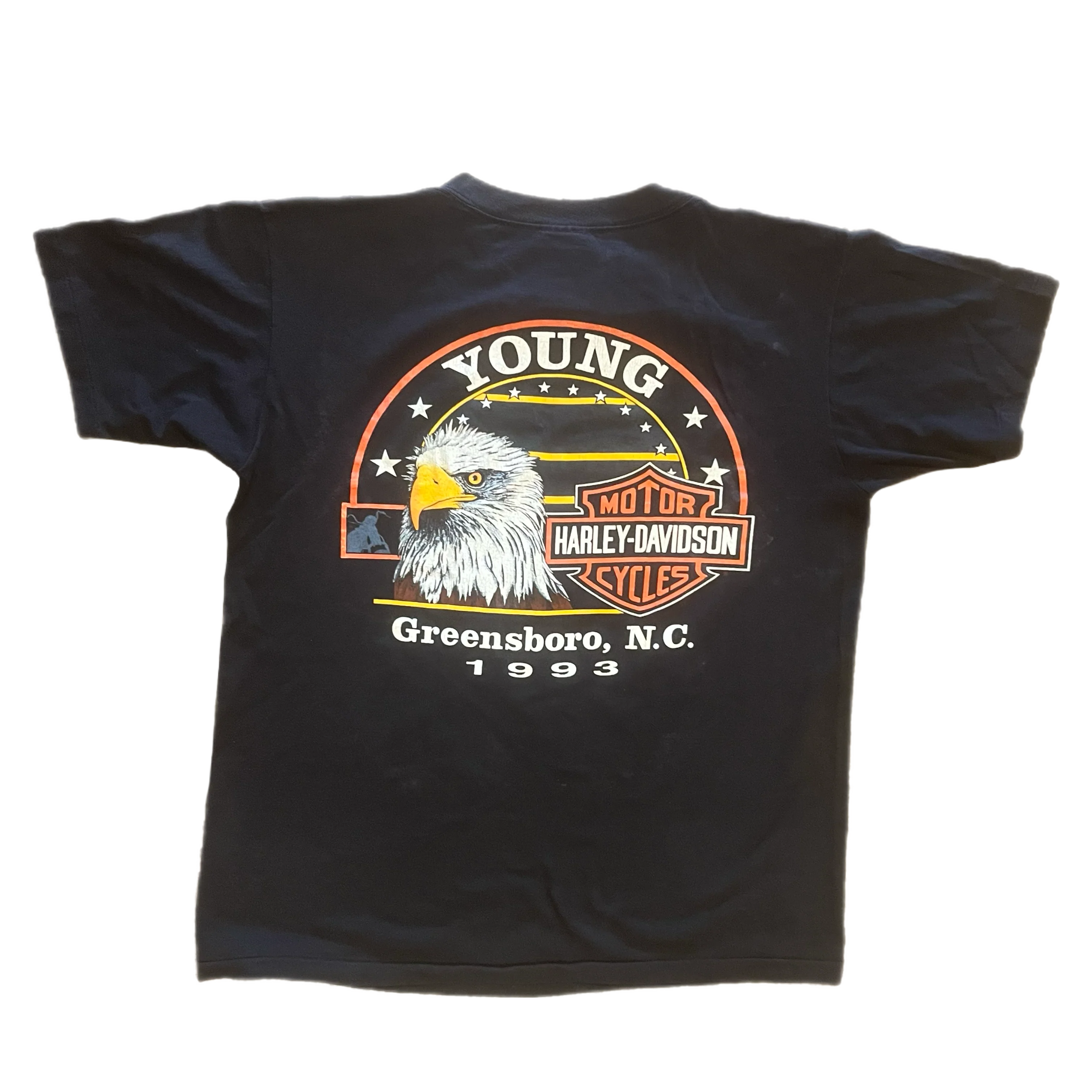 Vintage Harley-Davidson "Flame Eagle" Greensboro, NC T-Shirt - Image 3