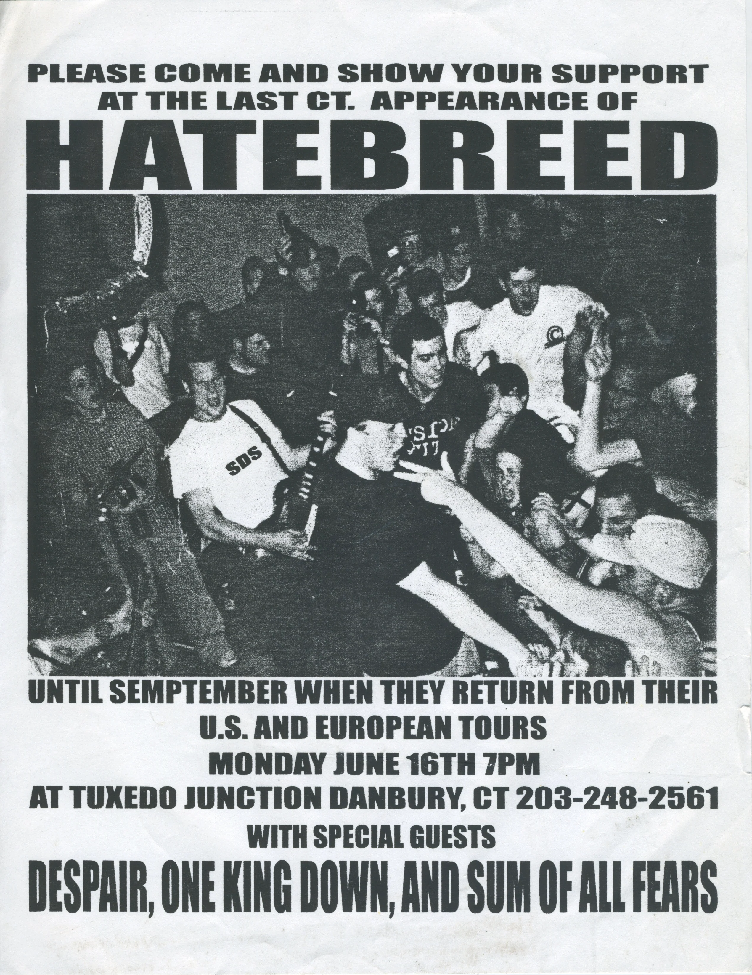 Vintage Hatebreed "Last CTHC Appearance" Danbury, CT Show Flyer