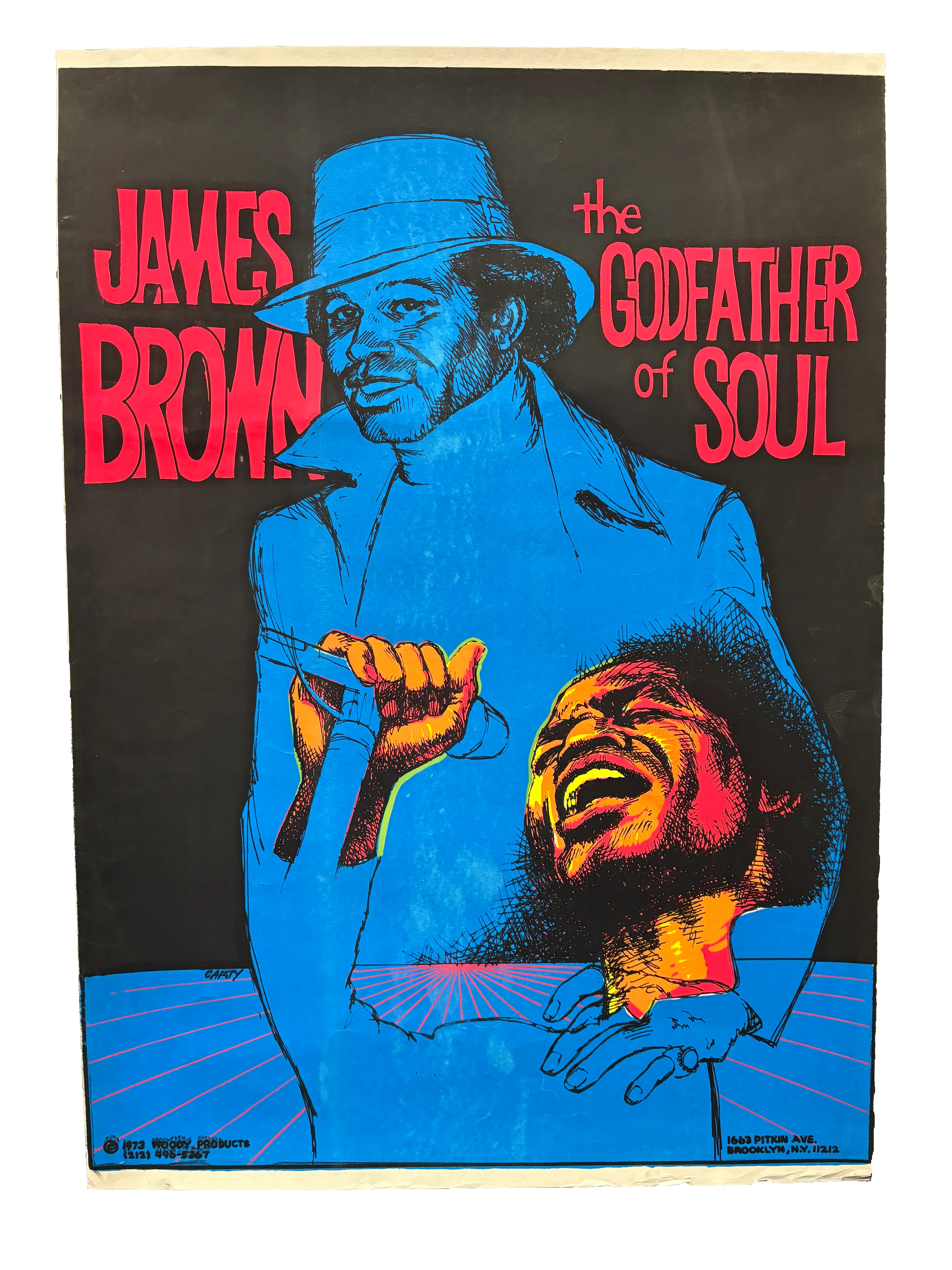 Vintage James Brown "The Godfather of Soul" 1973 Screenprinted Poster