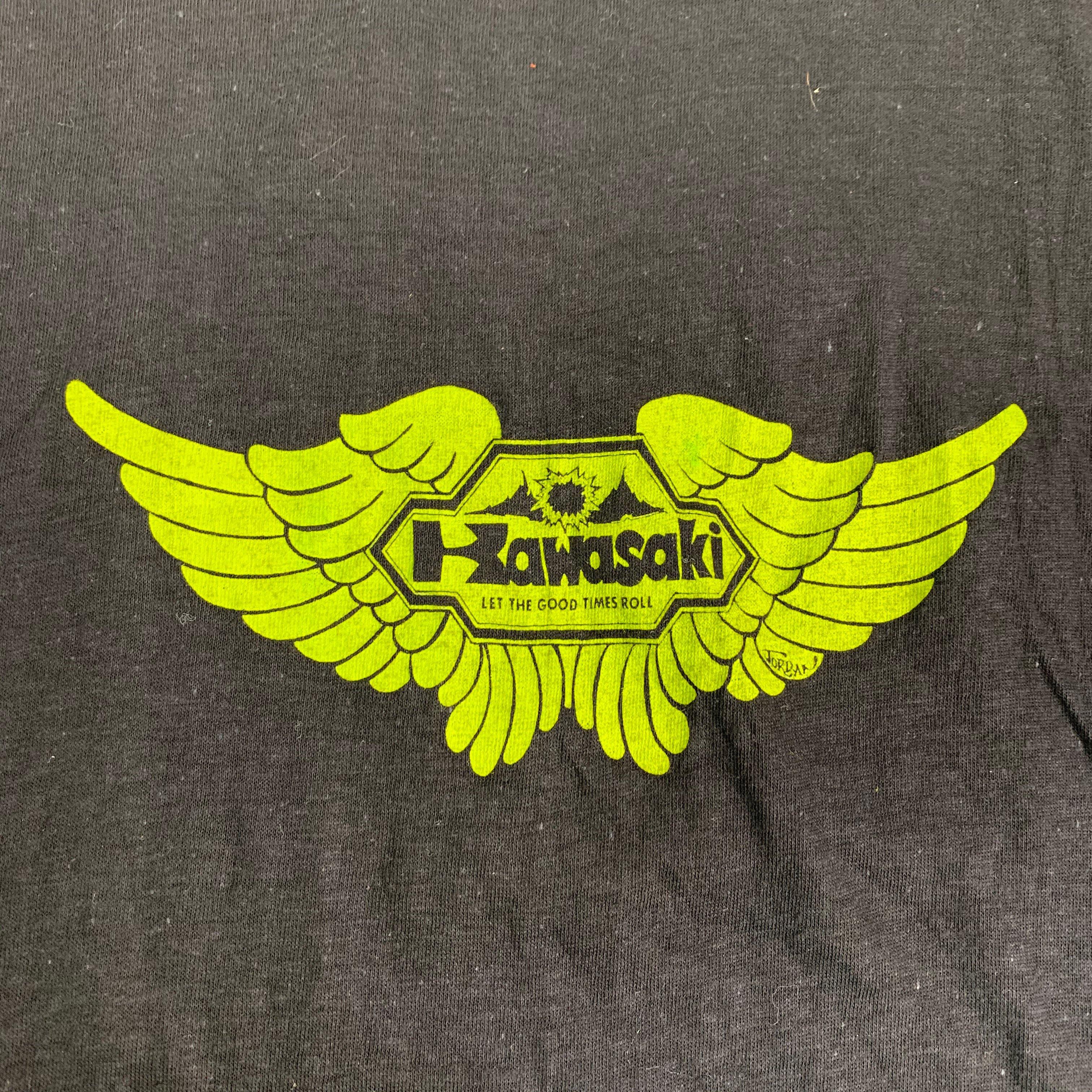 Vintage Kawasaki "Ezekiel's Wheel Boutique" John Jordan T-Shirt - Image 3