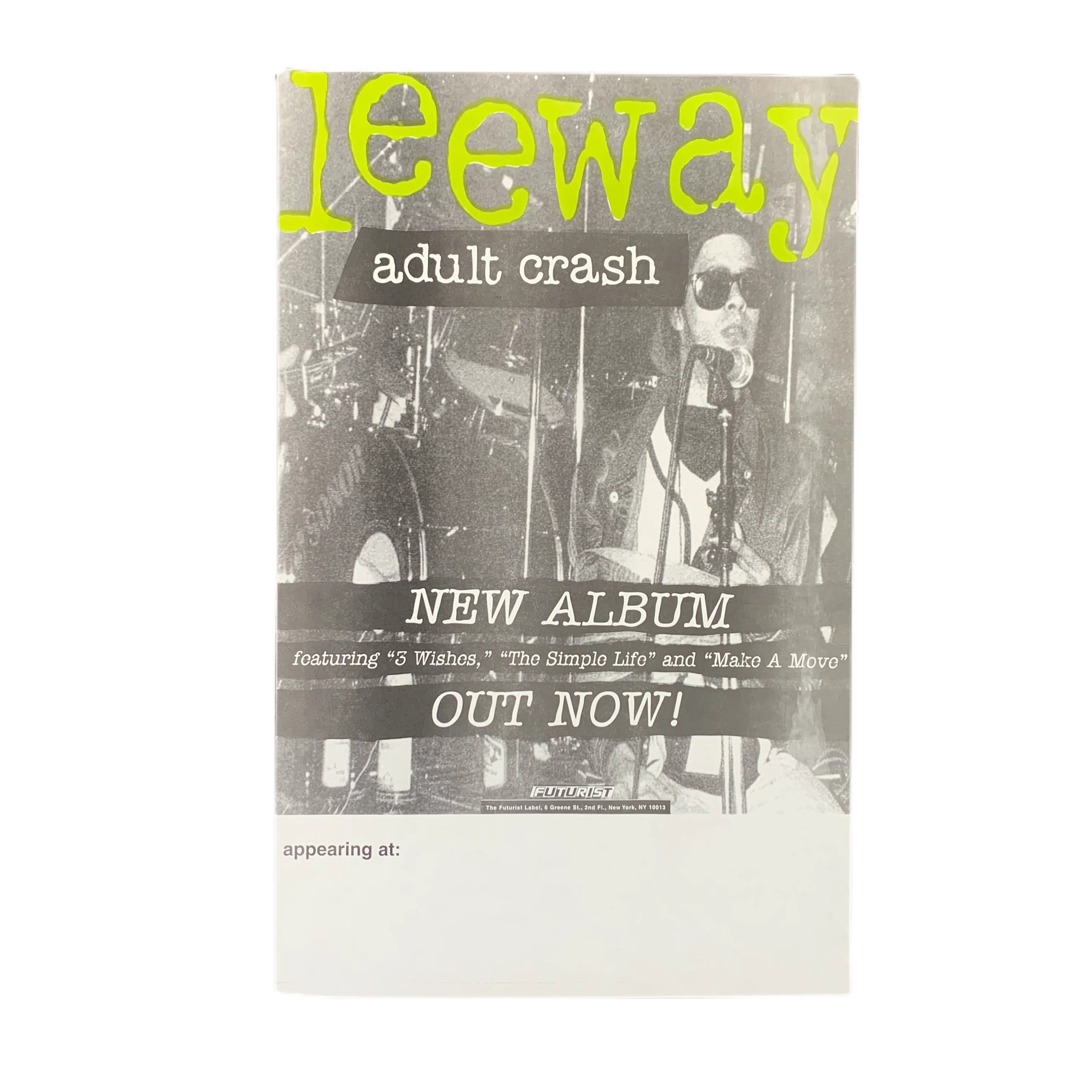 Vintage Leeway “Adult Crash” Futurist Promo Poster