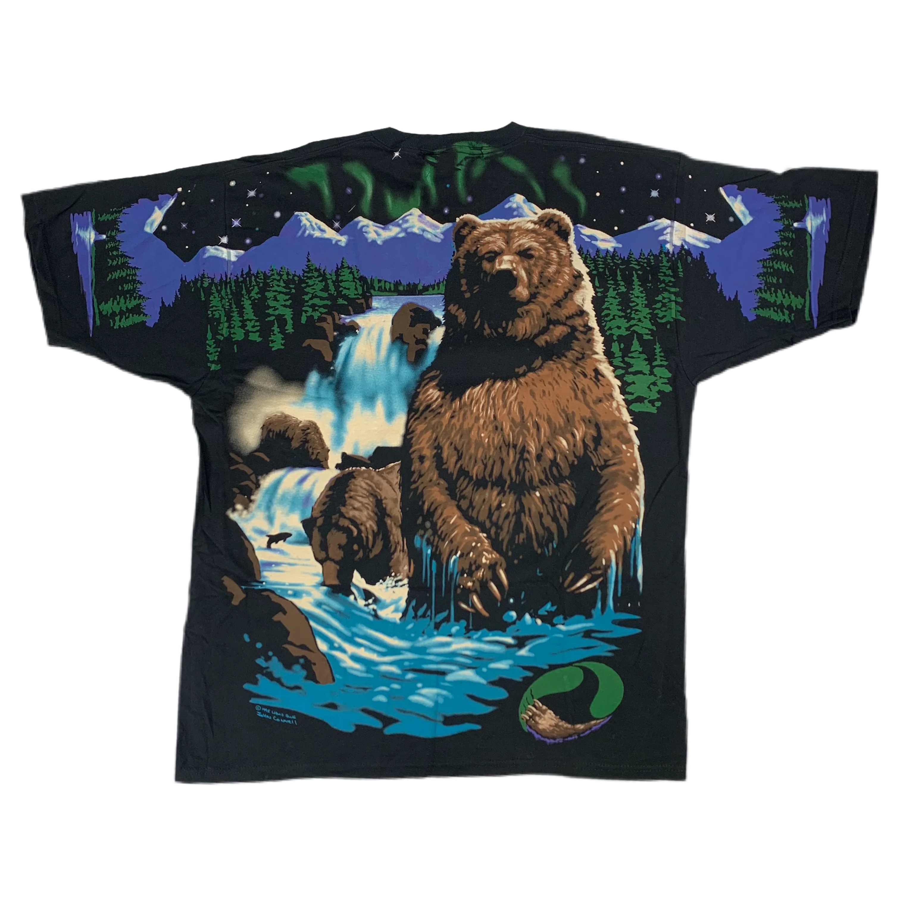 Vintage Liquid Blue "Grizzly Bear" All Over Print T-Shirt - Image 2