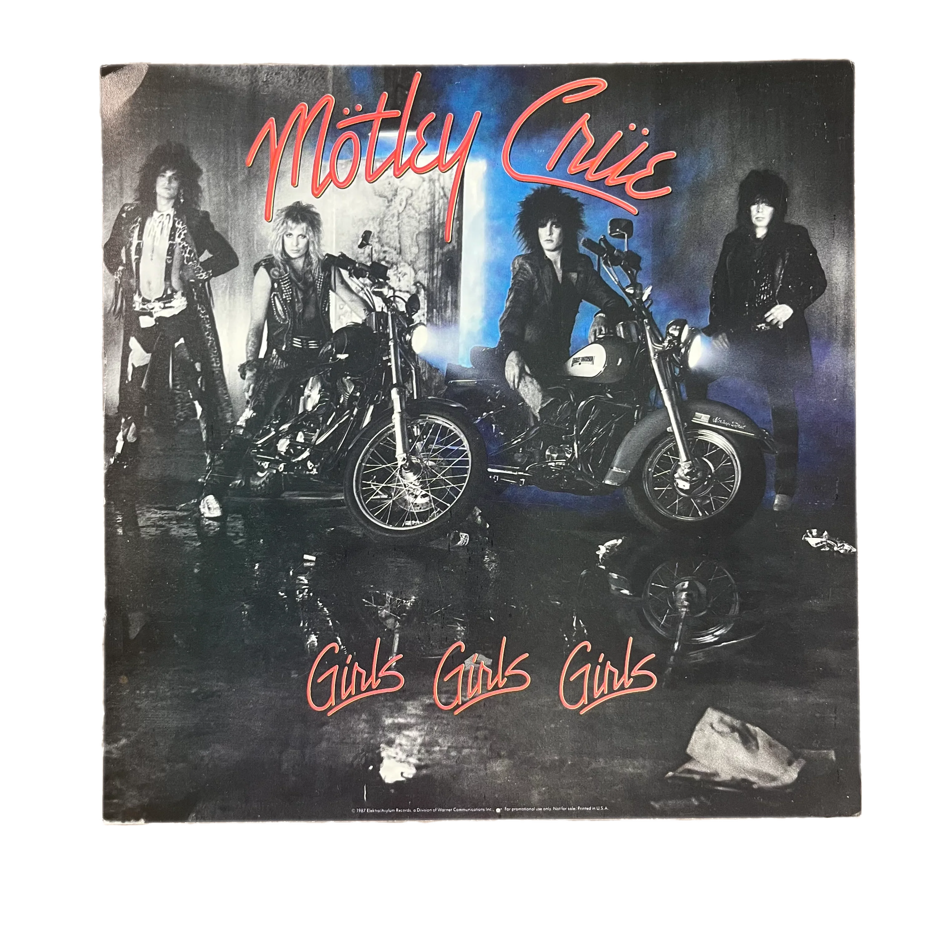 Vintage Mötley Crüe "Girls, Girls, Girls" Elektra Records Promotional Poster Flat