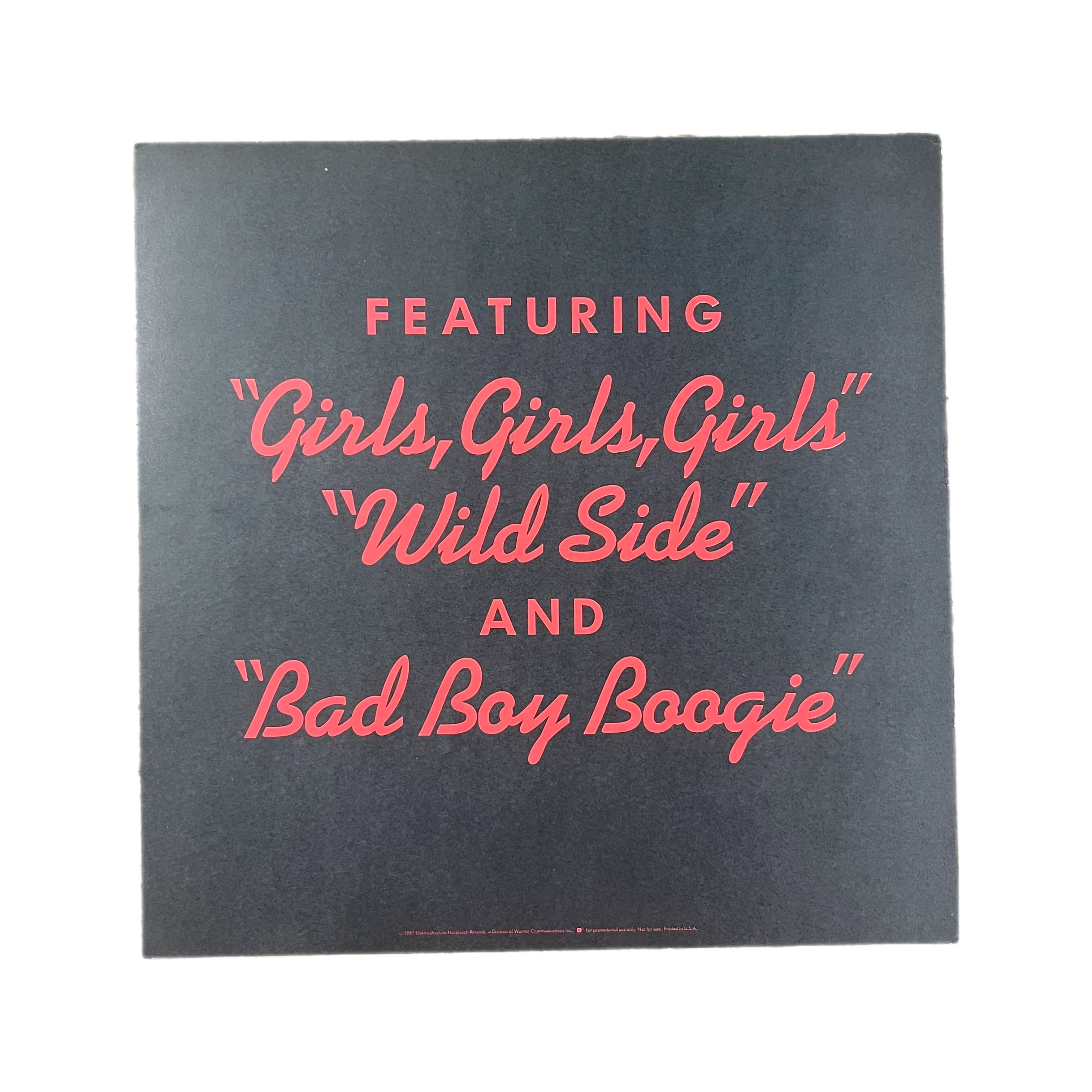 Vintage Mötley Crüe "Girls, Girls, Girls" Elektra Records Promotional Poster Flat - Image 2