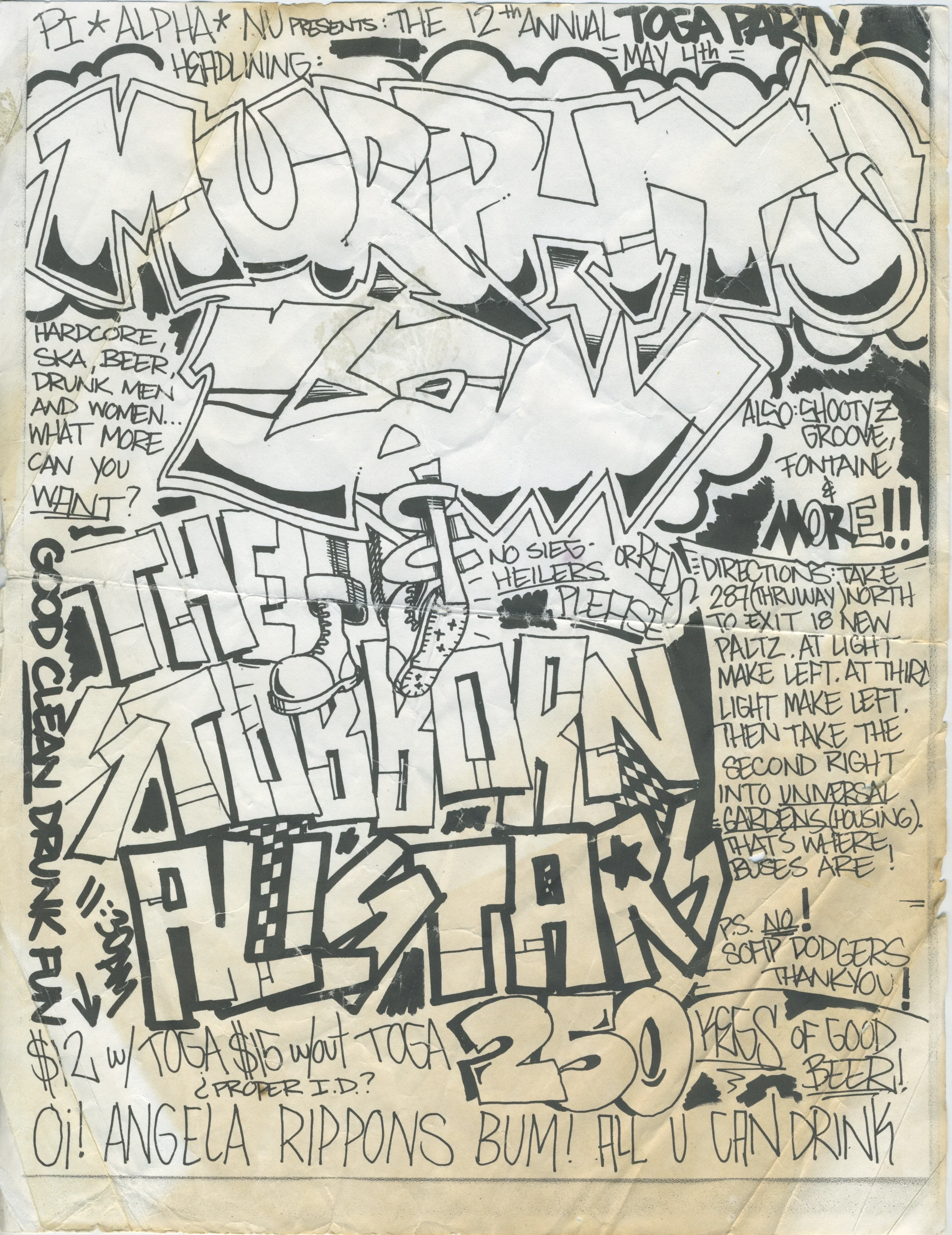 Vintage Murphy's Law and The Stubborn Allstars "12th Annual Toga Party" Show Flyer
