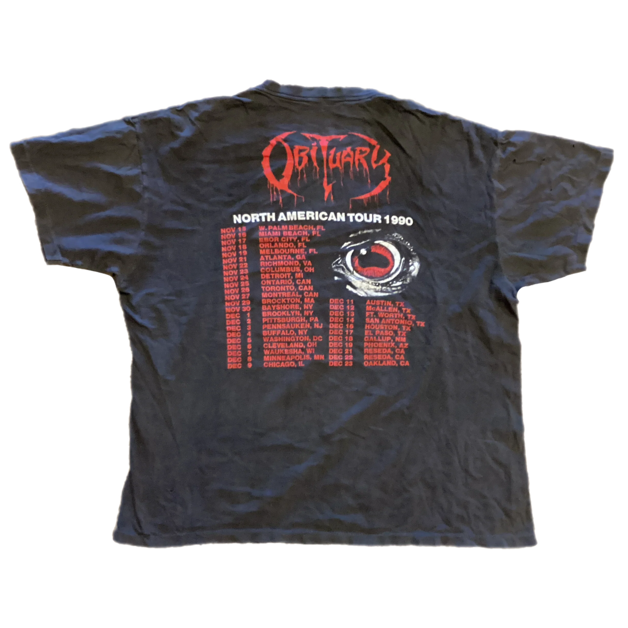 Vintage Obituary "Cause Of Death" NA '90 Tour T-Shirt - Image 2