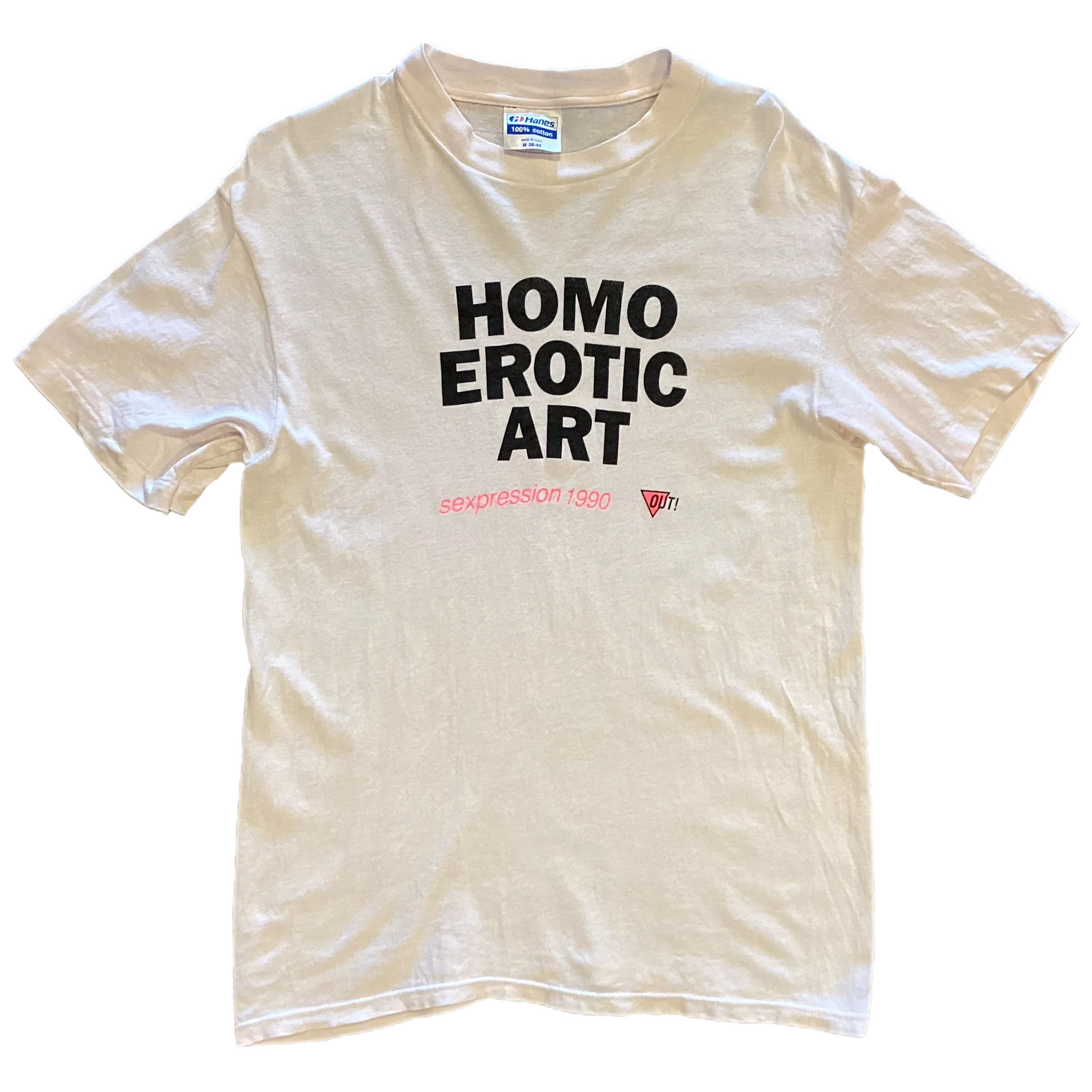 Vintage OUT! "Homo Erotic Art" Sexpression '90 Light Pink T-Shirt