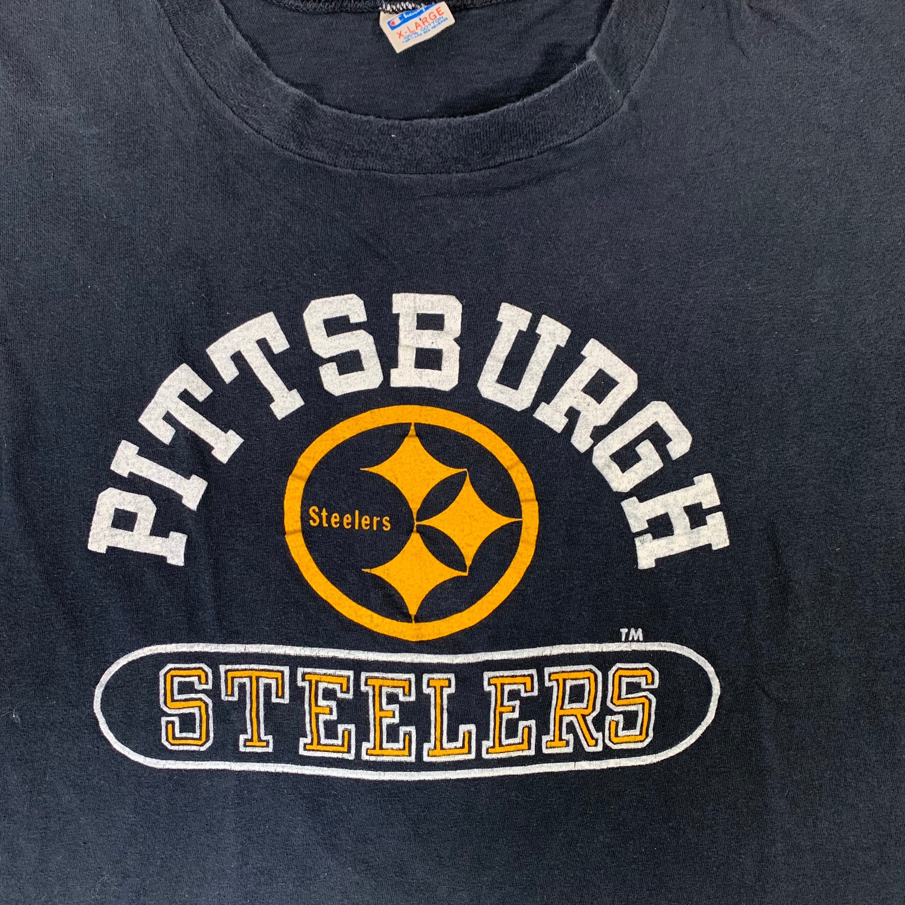 Vintage Pittsburgh Steelers "Champion Blue Bar" T-Shirt - Image 2