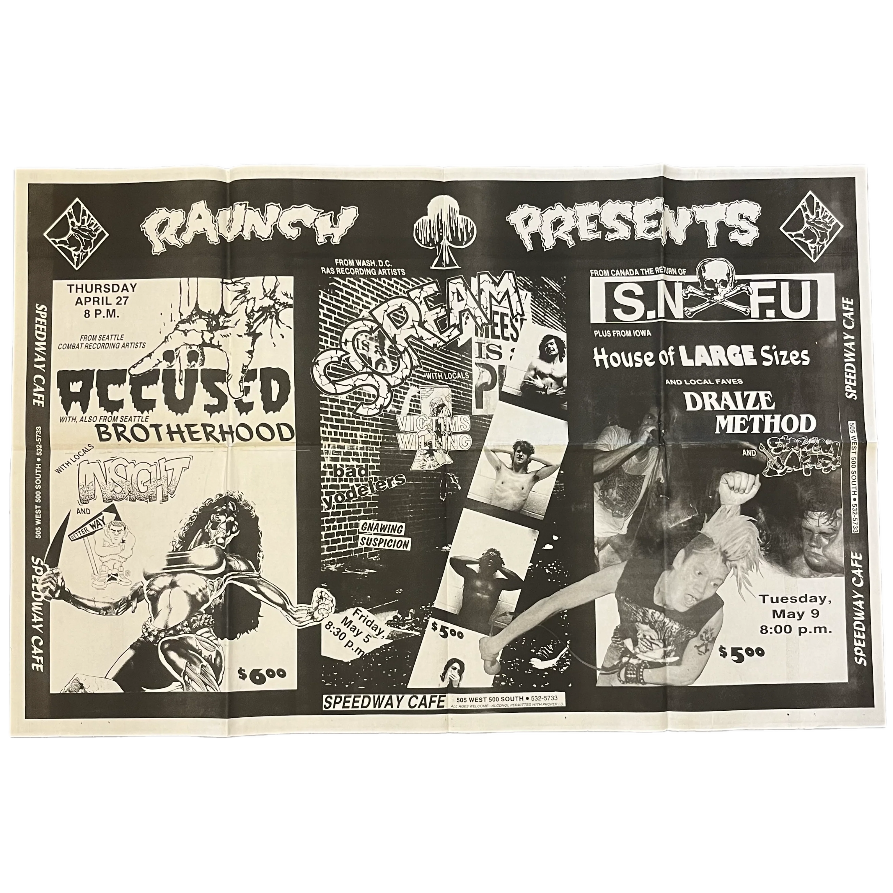 Vintage Raunch Presents "Speedway Cafe" Pushead Show Poster The Accused Brotherhood Scream Insight SNFU