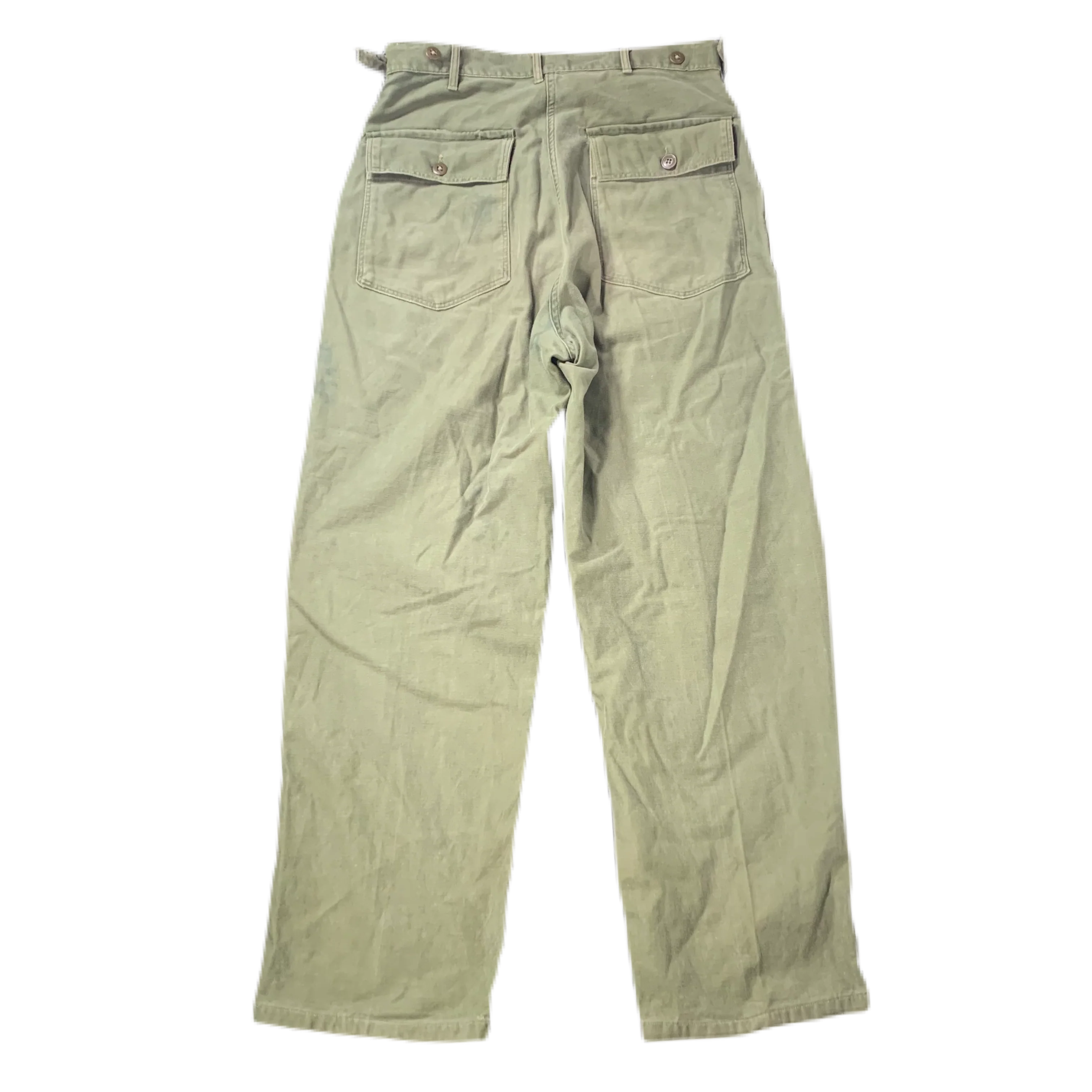 Vintage US Army Sateen "OG-107" Cotton Trousers 31x30 - Image 2