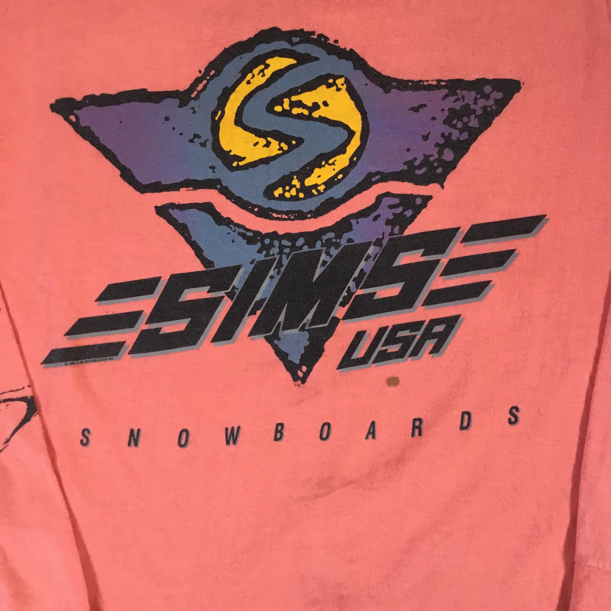 Vintage Sims USA "Snowboards" Long Sleeve Shirt - Image 2