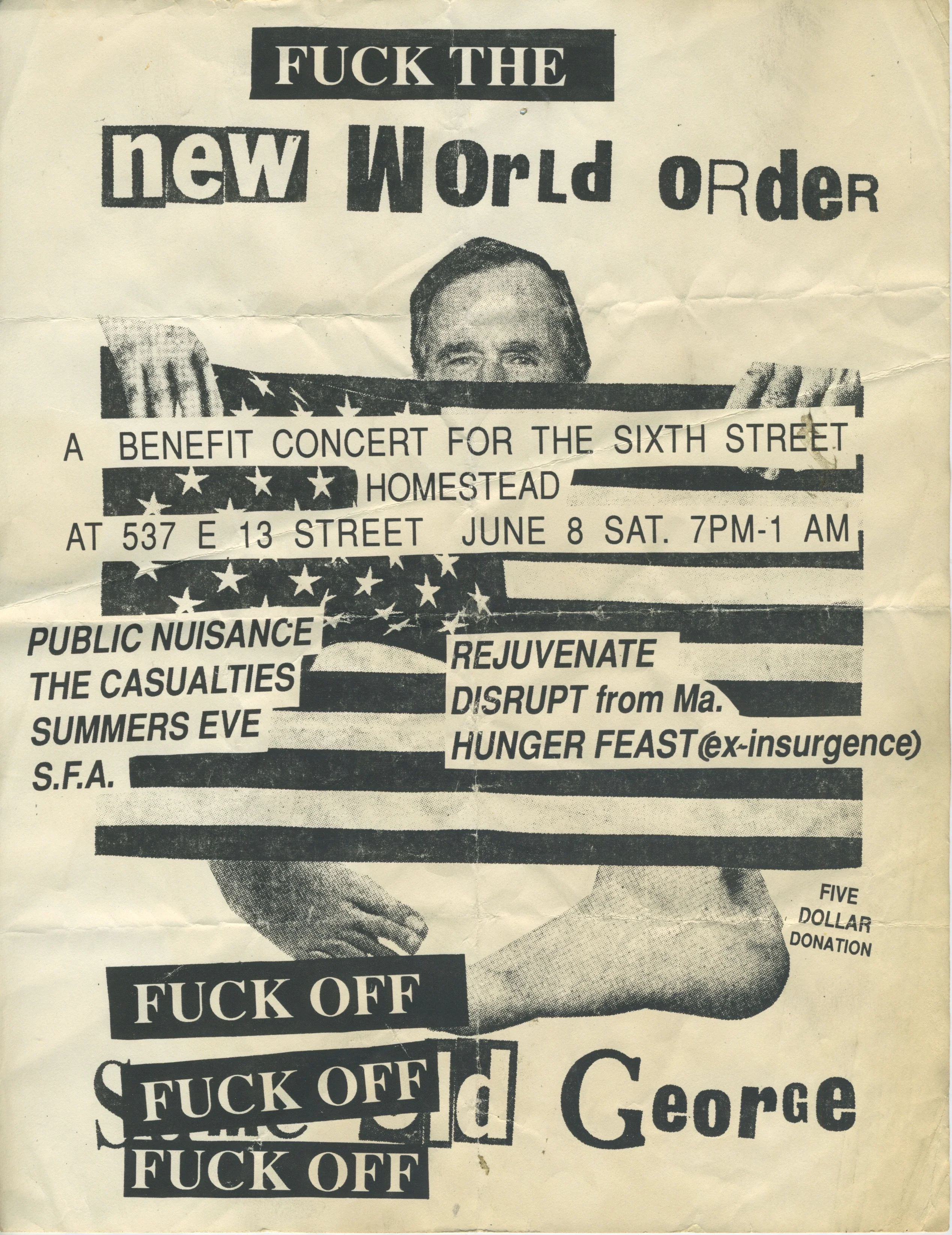 Vintage Squat Or Rot "Sixth Street Homestead Benefit" NYC Show Flyer