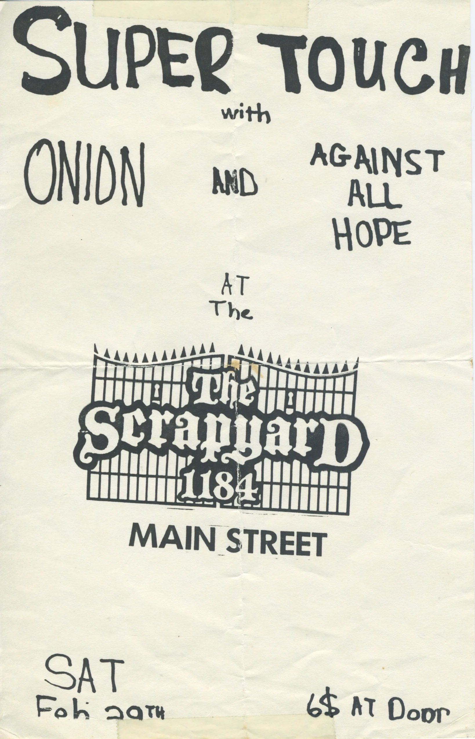 Vintage Supertouch Onion Against All Hop "The Scrapyard" Buffalo, NY Handbill