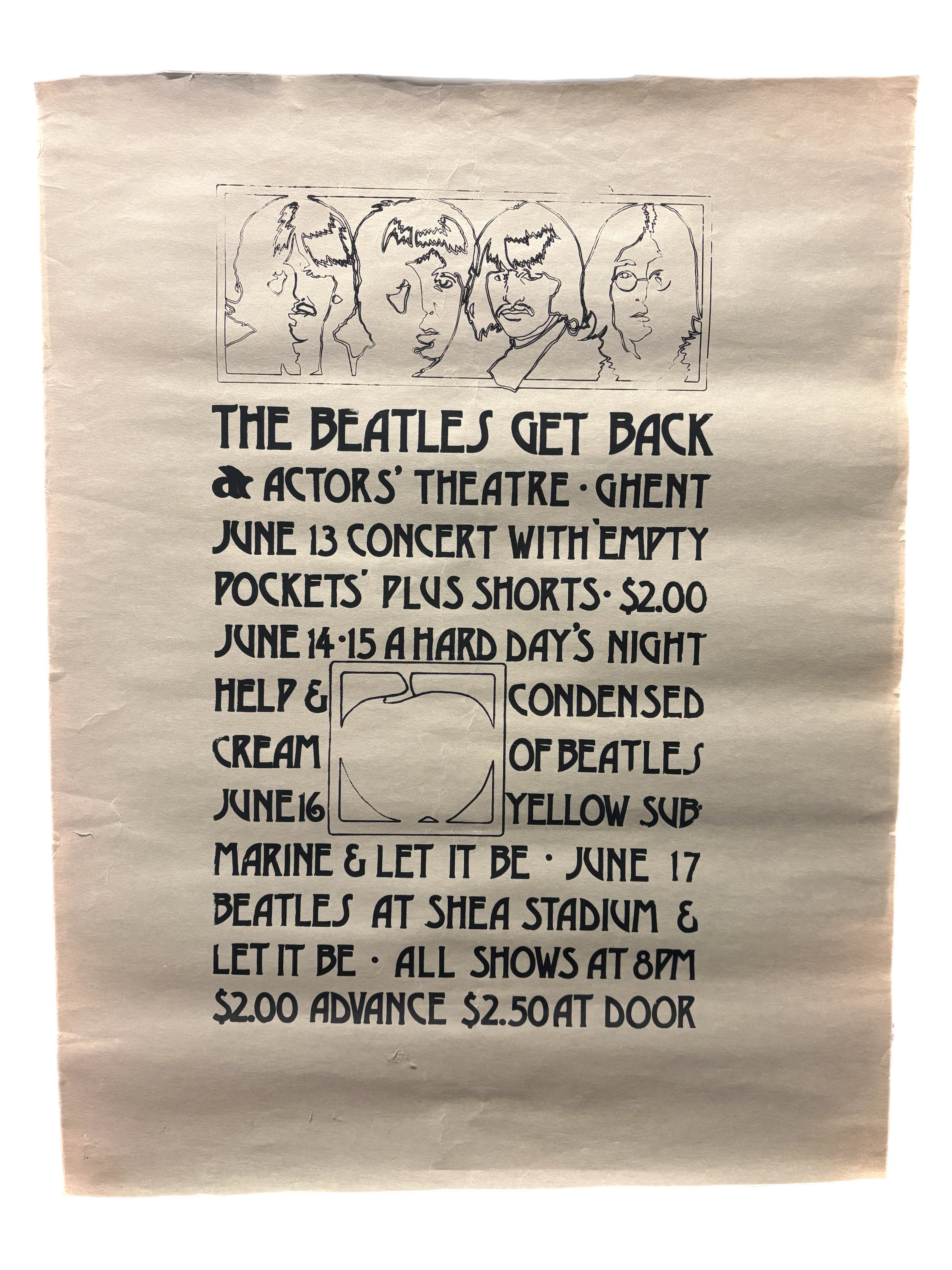 Vintage The Beatles "Ghent, NY 1970s Movie Screenings Series" Poster