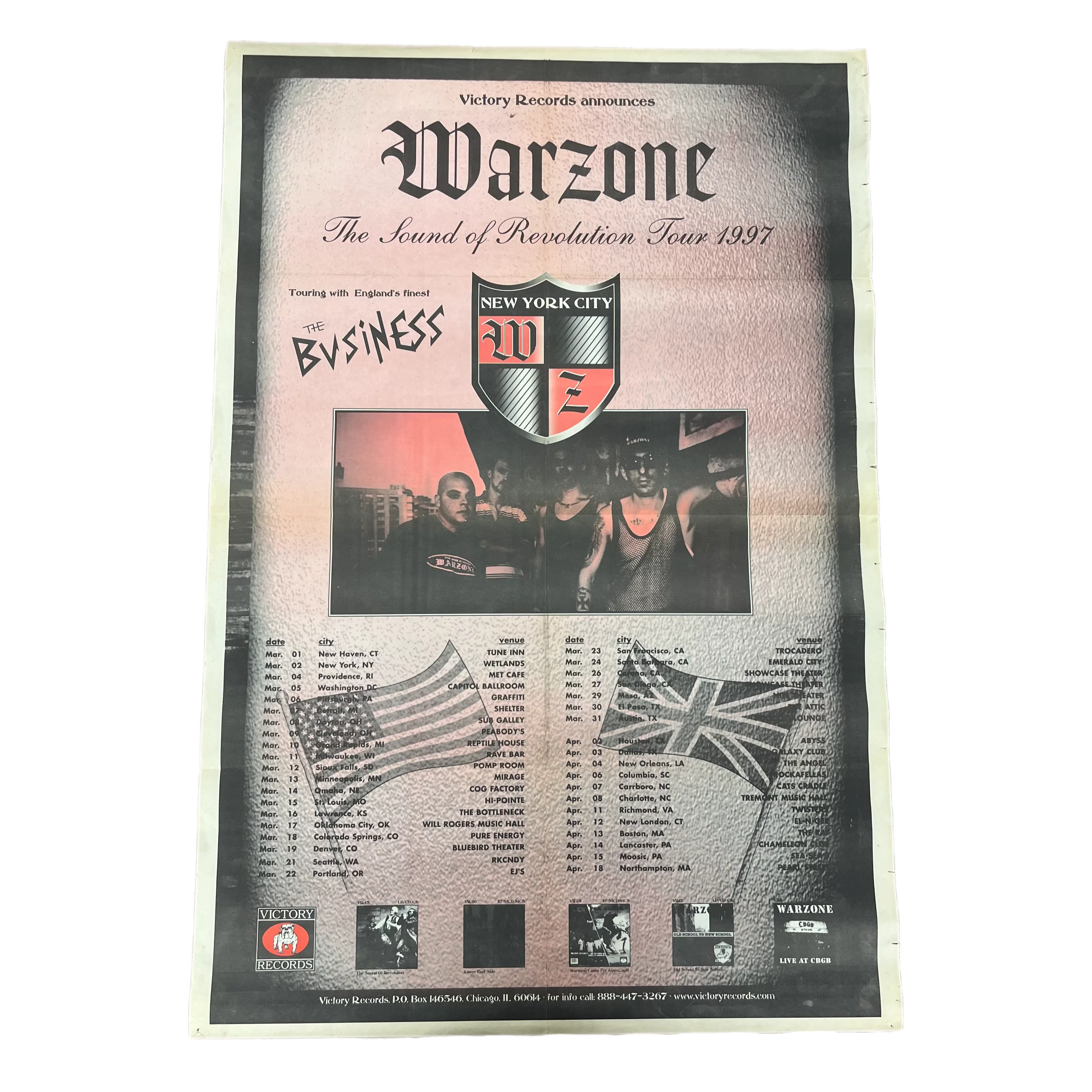 Vintage Warzone "The Sound Of Revolution" The Business Double Sided Tour Poster Cause For Alarm Bloodlet